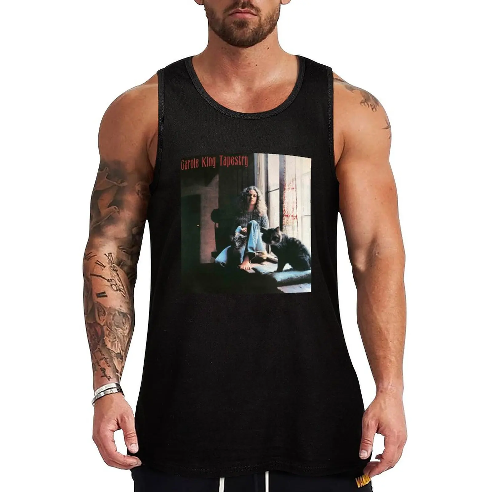 

Carole 1971 Tapestry Vinyl Tank Top sleeveless Men's t-shirts gym t shirt men