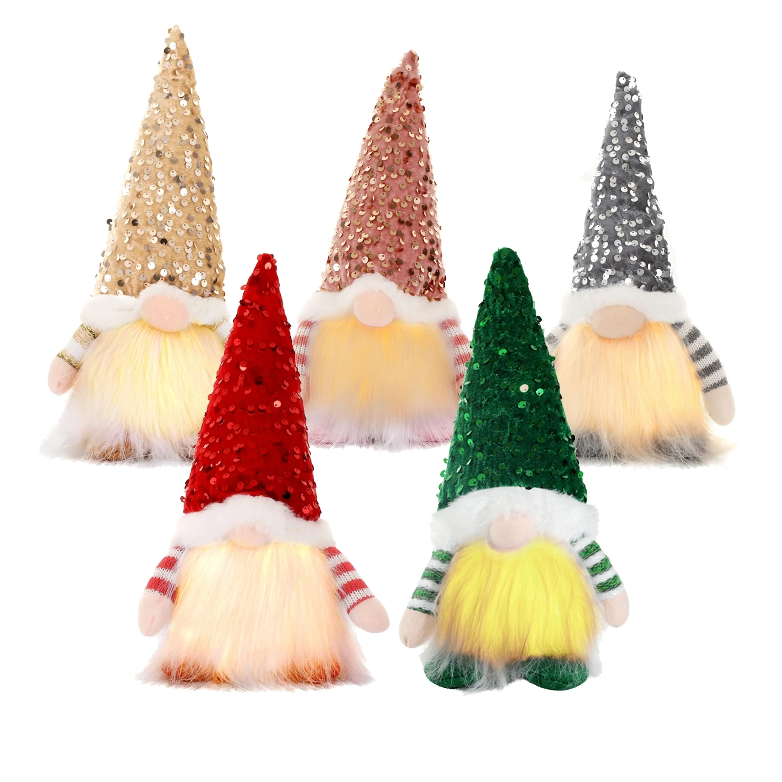 30cm Christmas Doll Elf Gnome with Led Light Christmas Decorations for Home Xmas Navidad New Year Children's Gifts