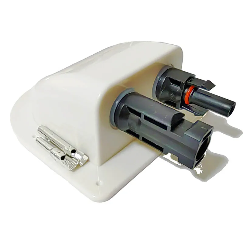 White/Black Photovoltaic Junction Box Double Hole Wire Cable Connector Waterproof Box For RV Caravan Motorhome Boat Yacht