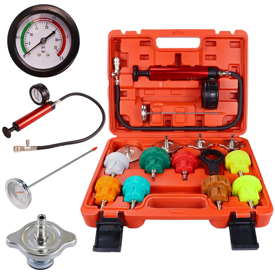 Kit Tester Pressione Radiatore Auto THIKPO - 19 Pezzi Con Pompa Vuoto Per Diagnosi