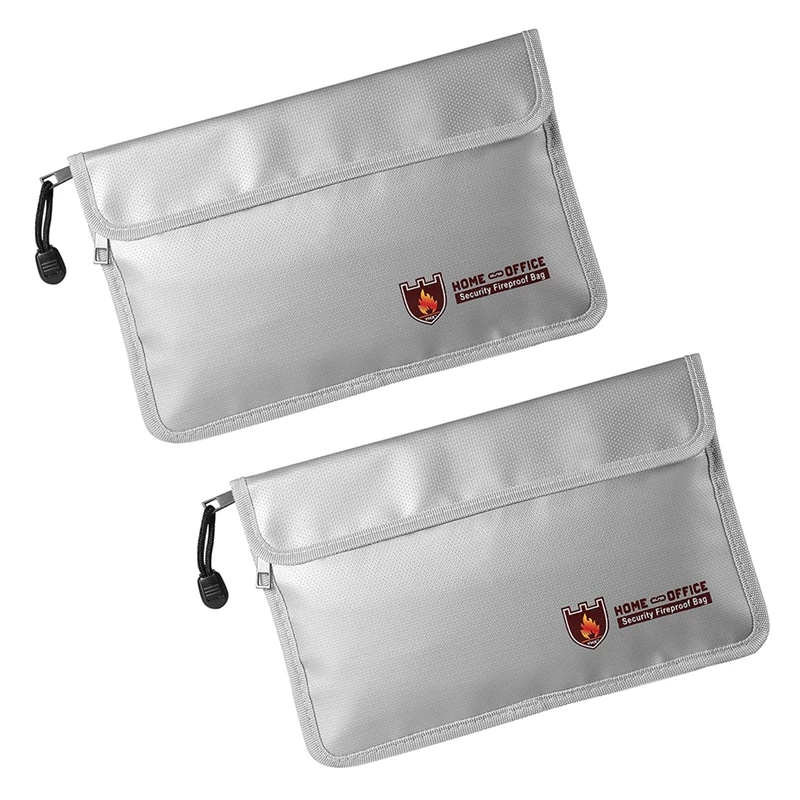

NEW-2X Fireproof Document Bag,Waterproof And Fireproof Money Bag With Zipper,Fireproof Safe Storage Pouch For Passport Ect.