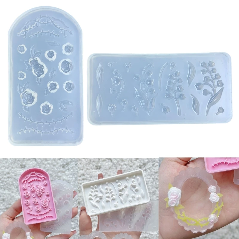 Resin Shaker Mold Flowers Small Flexible Pendant for Keychain Hollow Silicone Mold Epoxy Jewelry Making Pendant Quicksand Mould