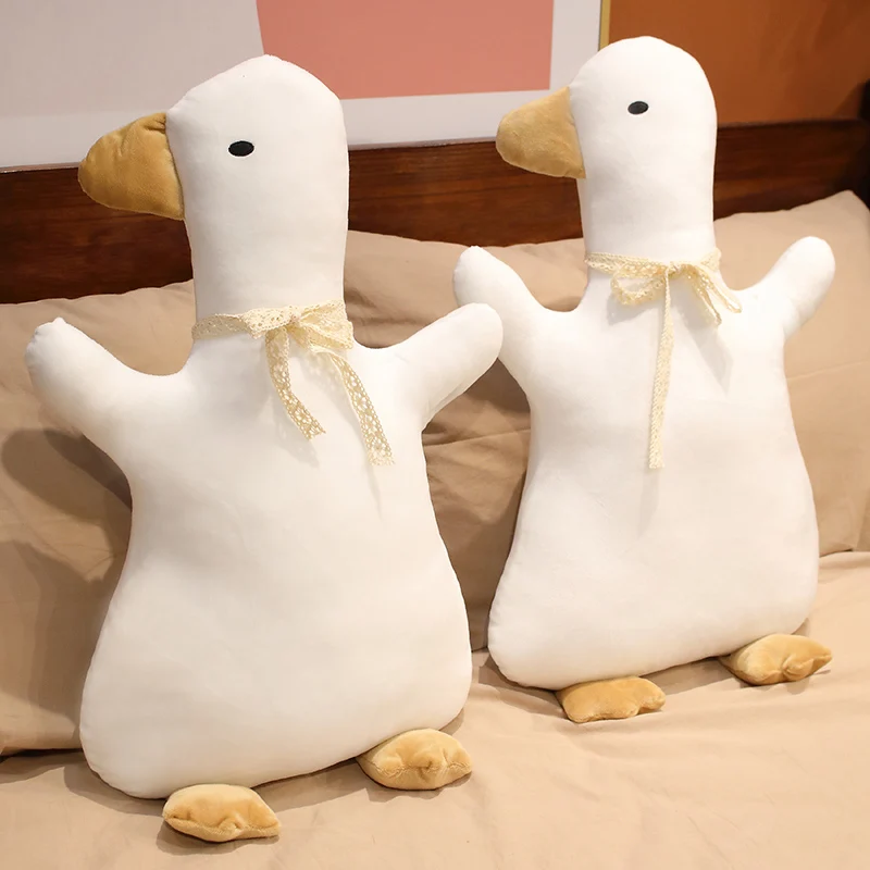 Nice Huggable Plush Duck Pillow Stuffed Soft Animal Toykorean White Goose Doll Sofa Cushion Nap Home Decoration Kids Gift 50pcs seal label thank you small business handmade gifts wrapping decoration stickers this package nice to meet you too sticker