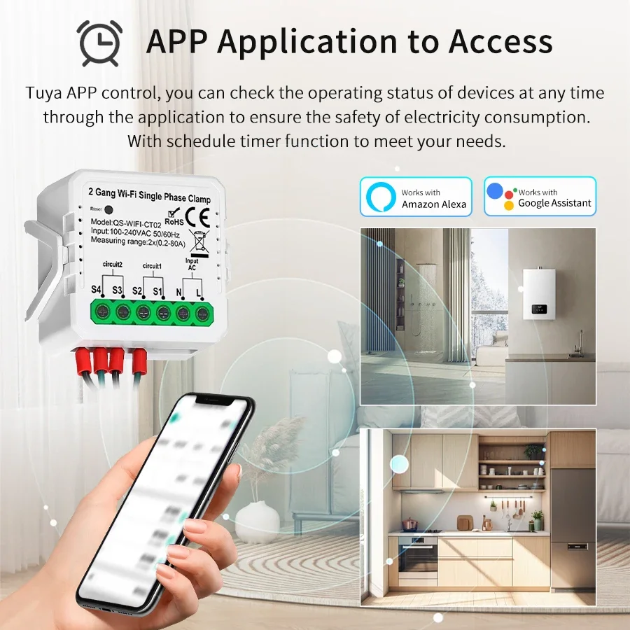 WiFi Dual Phase Smart Energy Meter with APP Control