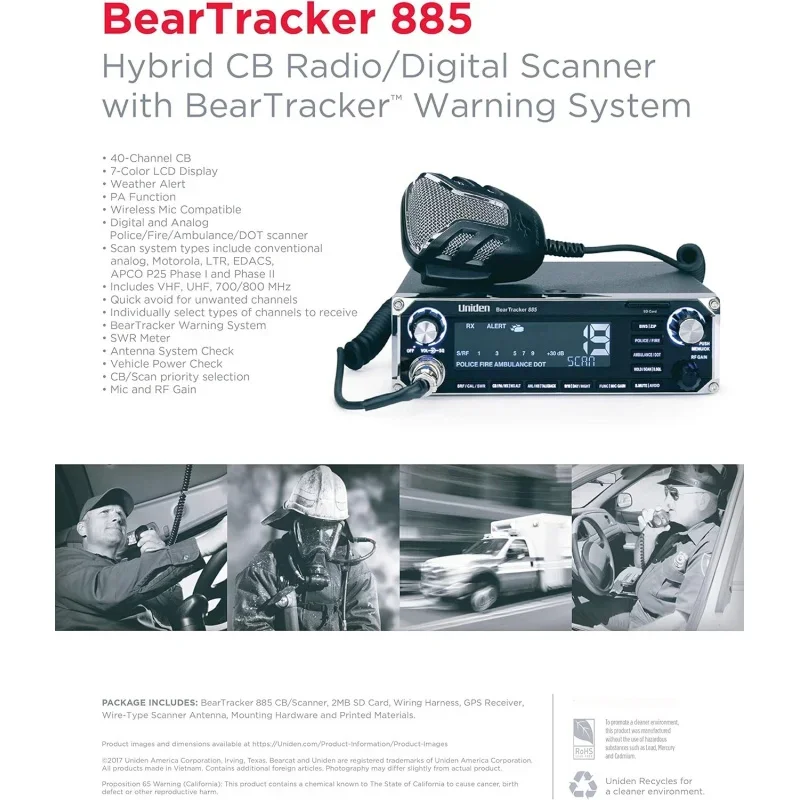 Uniden BEARTRACKER 885 Hybrid Full-Featured CB Radio Digital TrunkTracking Police/Fire/Ambulance/DOT Scanner w/ BearTracker Wa