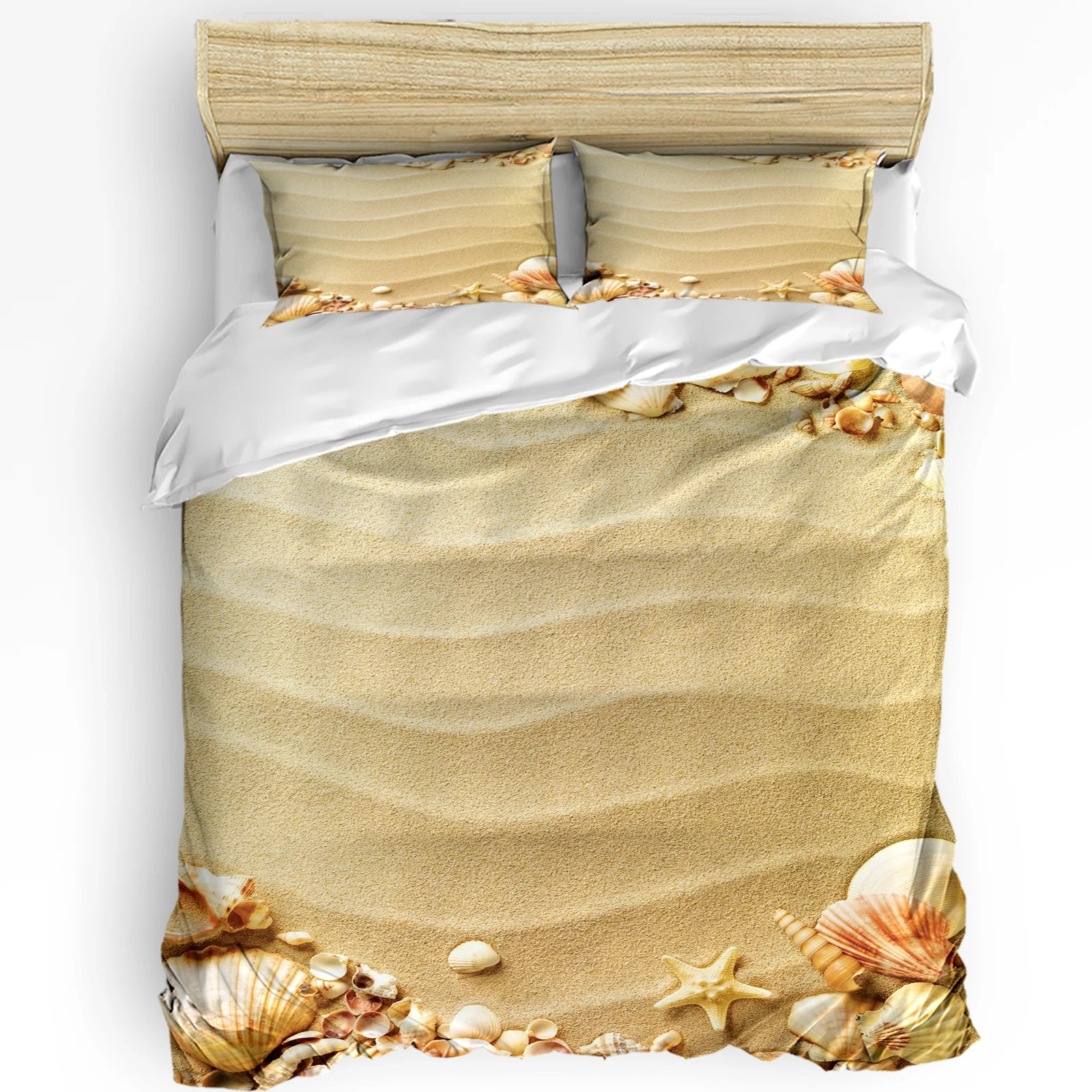 

Beach Shells Starfish Sand Duvet Cover with Pillow Case Custom Comforter 3pcs Bedding Set Quilt Cover Double Bed Home Textile
