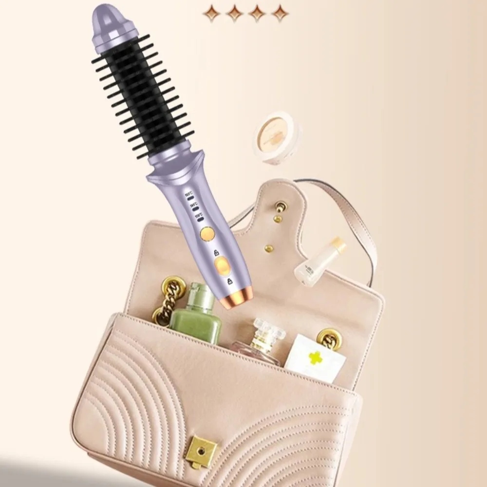 Portable Cordless Curling Iron Anti-Scald Automatic Hair Straightener 3 Temp Settings Rechargeable Hair Brush for Travel