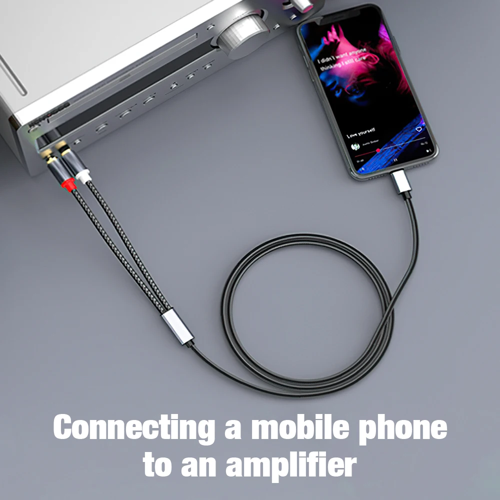 USB C to RCA Audio Cable for Speaker Amplifier with Multiple Length Options