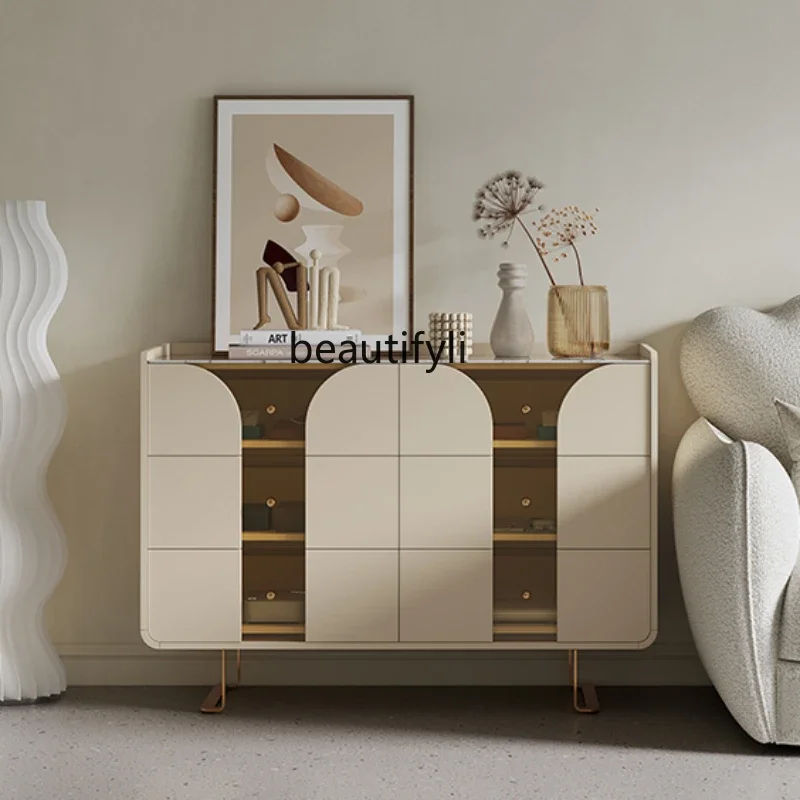 

Light Luxury Cream Style Chest of Drawers Living Room Entrance Cabinet French Side Cabinet Tailstock Chest of Six Drawers