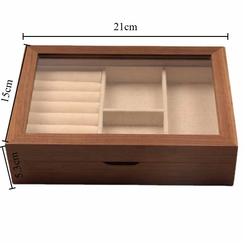 תיבת תכשיטים מודרנית מעץ, תיבות אחסון לתצוגת עגילים, שרשראות ותכשיטים לנשים בסלון או על שולחן העבודה