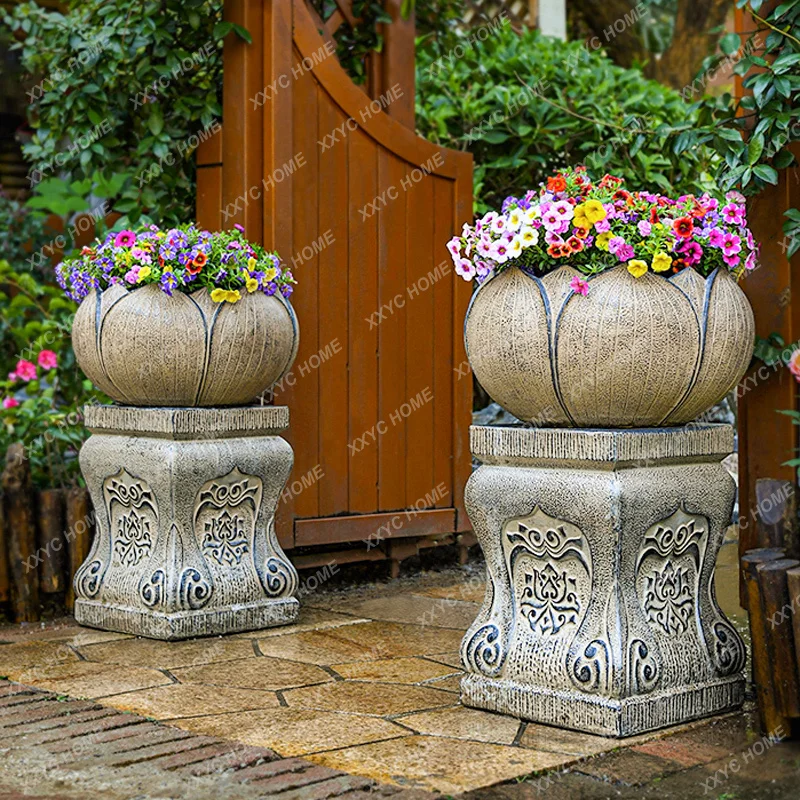 

Outdoor Courtyard Garden Layout B & B Landscape Jardiniere Imitating Stone Villa Yard Decorative Landscaping Floor Ornaments