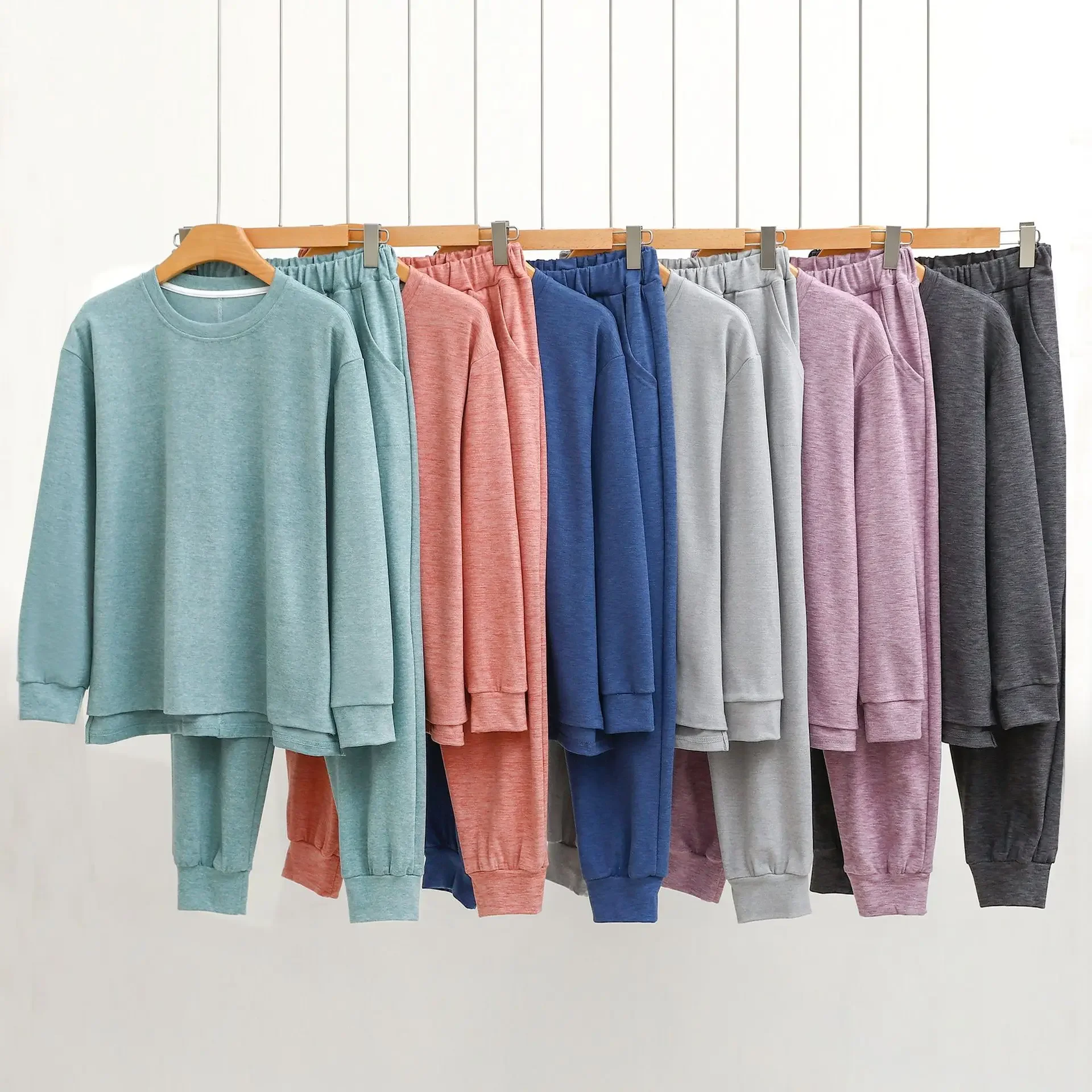 Women Thickened Homewear Sweater set  pajamas Suit Autumn/winter Symphony Velvet Round Neck Short Front Long Back Thermal Home