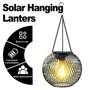 Solar Lantern LED Light Outdoor Waterproof 3000k Auto On/Off Sensor Lamp for/Outdoor Decorative Lanterns Hanging Festival 1