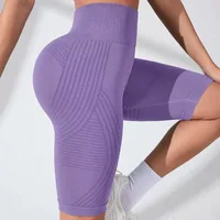 Shorts de sport taille haute sculptants et anti-cellulite 3D, effet push-up fessier, compression abdominale, 8 pouces, pour entraînement et gym 1