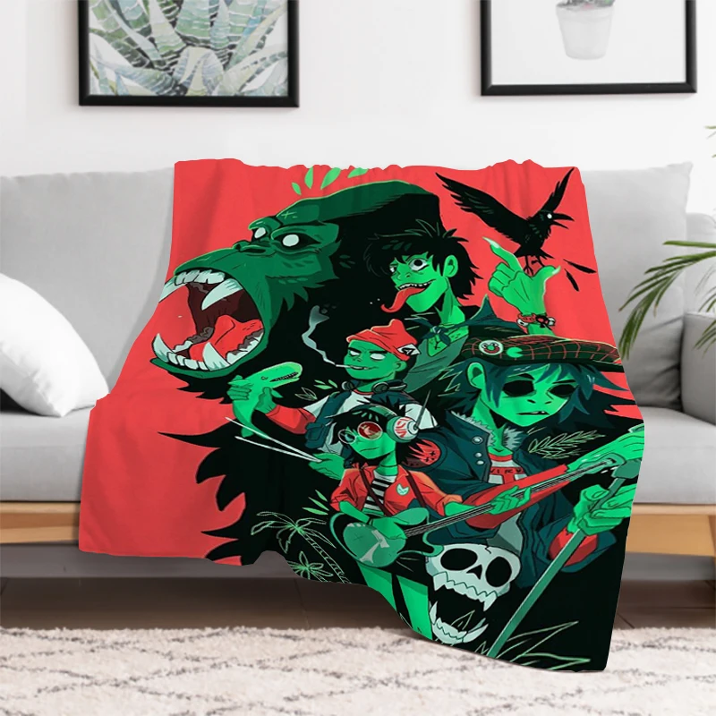 Gorillaz Virtual Band Hip Hop Blanket Bed Blankets and Throws Microfiber Bedding Furry Plaid on the Sofa Plush Bedspread Throw 3