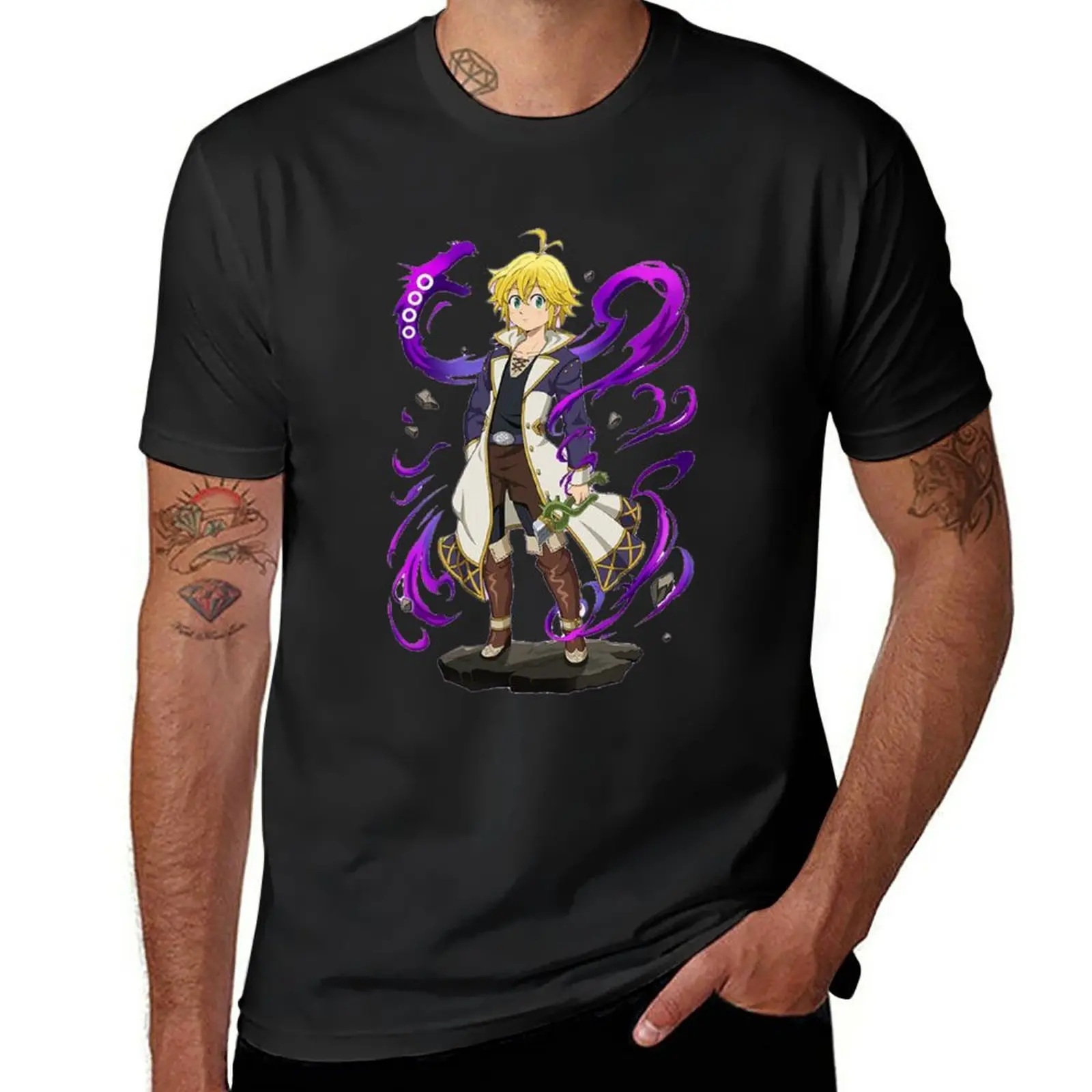 

Meliodas purple shirt T-Shirt quick-drying customs sweat Blouse mens t shirt