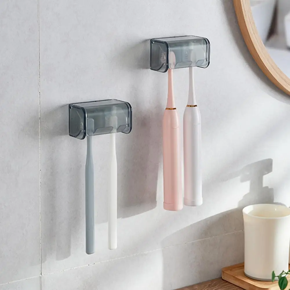 2Pcs Electric Toothbrush Holder Wall Mounted 2 Slots Design Automatic Cover Compact Toothbrush Storage Organizer toothbrush holder