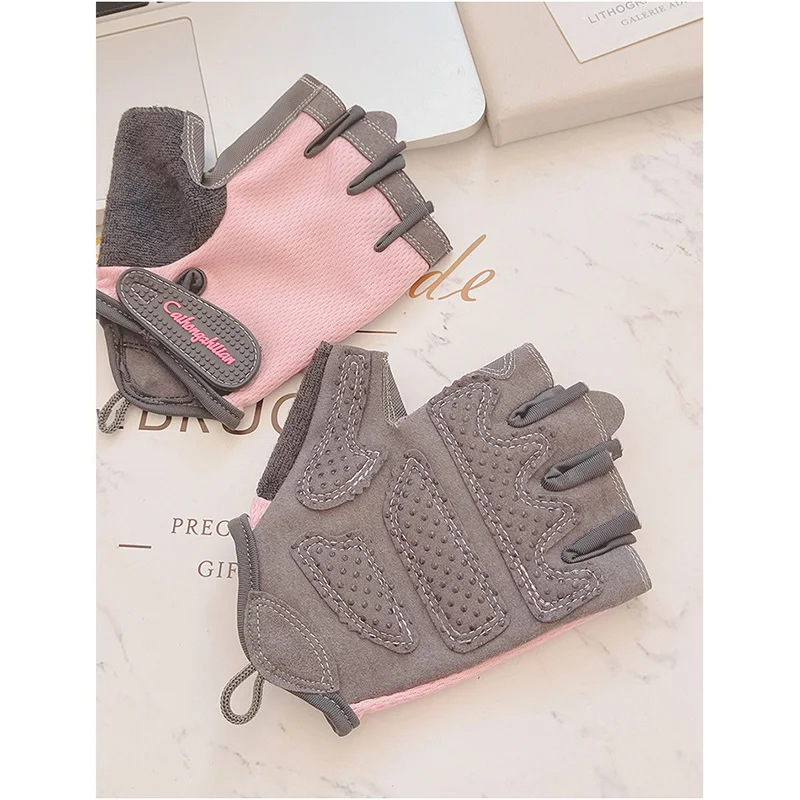 Men Women Summer Equipment Training Yoga Half Finger Ice Silk Letter Mitten Gym Fitness Non Slip Sport Bicycle Cycling Glove N23 6