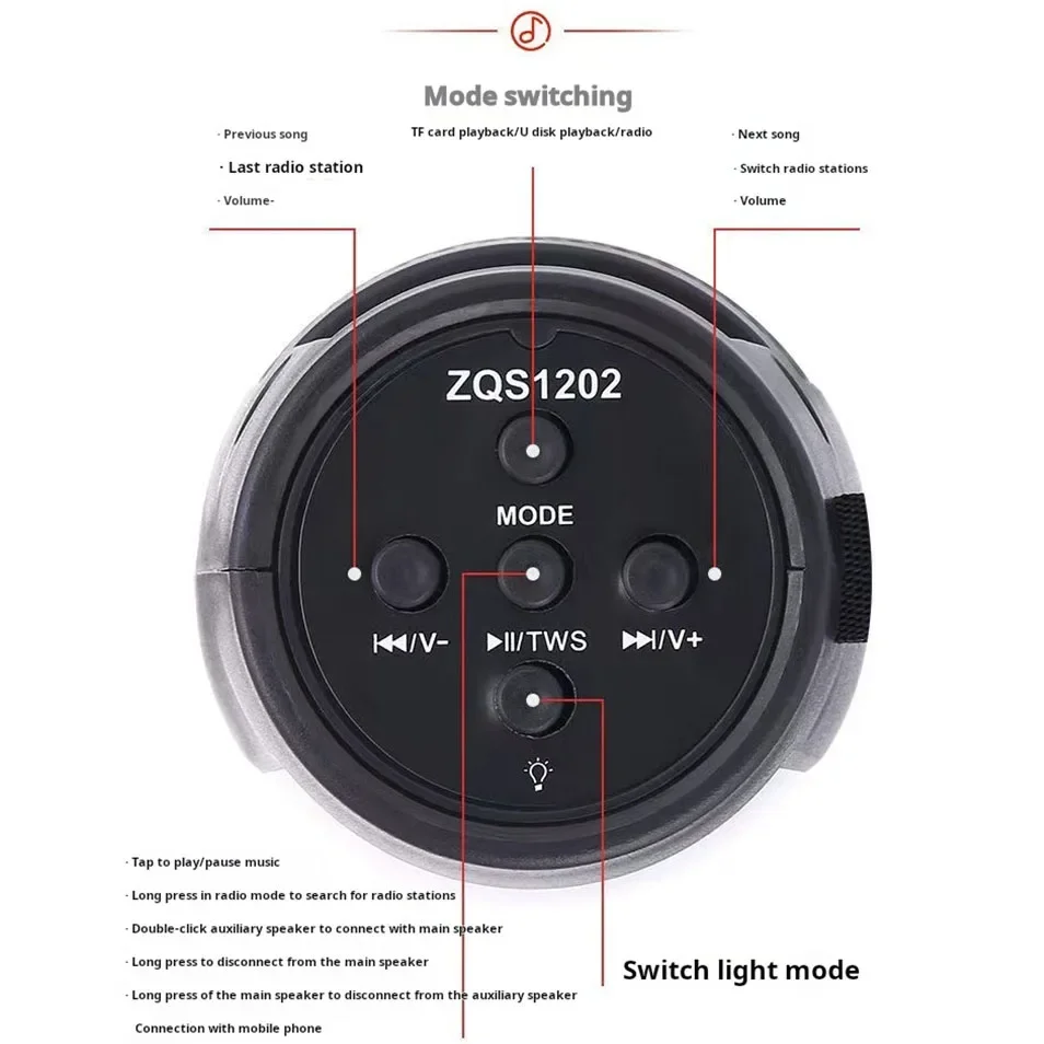 Iconic Brand Portable Bluetooth Wireless Mini Speaker, Support USB Disk TF Card, Wireless Loudspeaker Box Home Karaoke, Colour Light