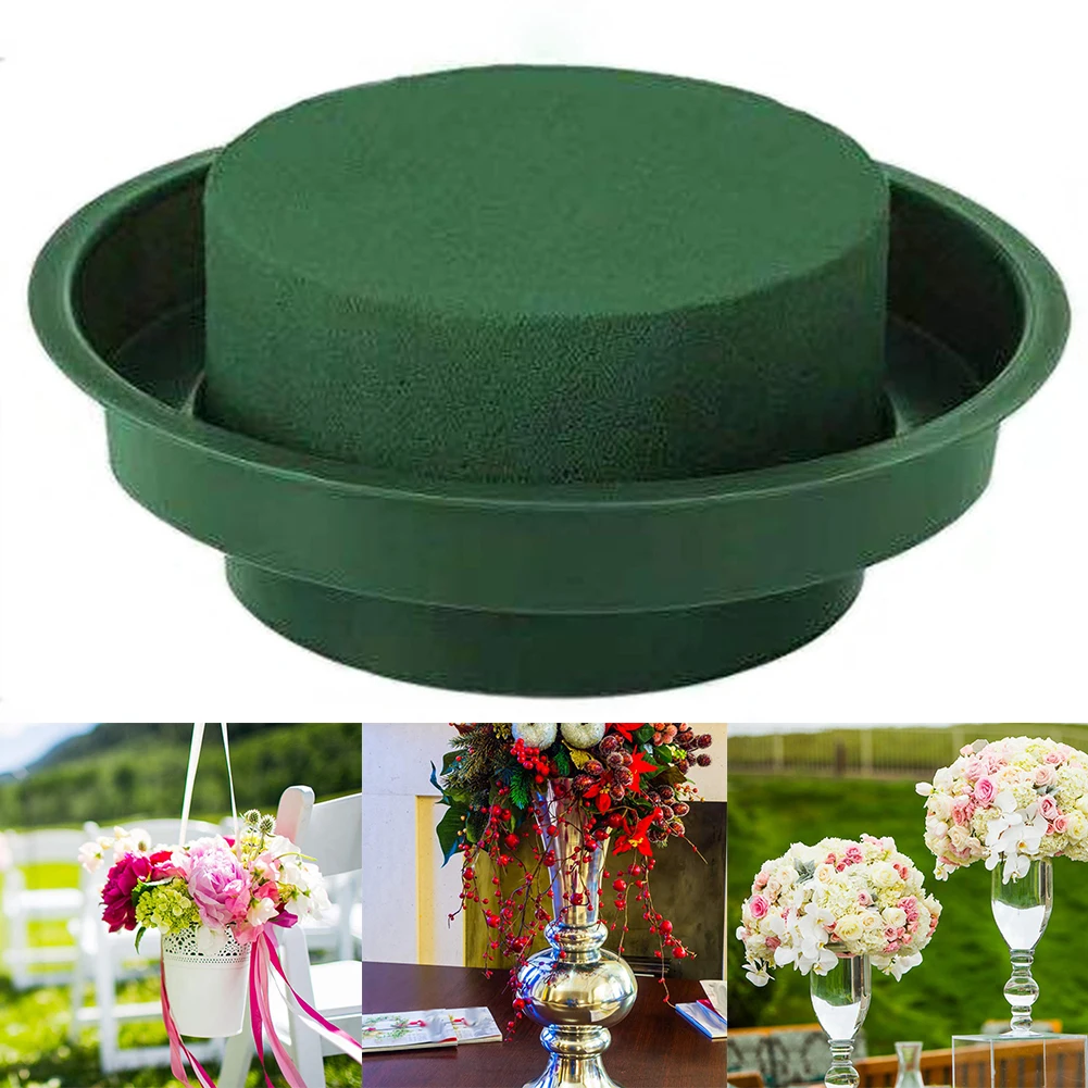 

1Pc Floral Foam With Bowl DIY Flower Arrangement Kit Green Round Wet Foam Wedding Birthday Ball Flower Arrangement Mud Decor