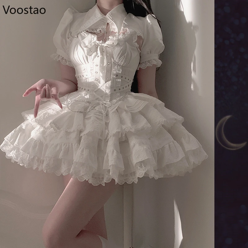 Gothic Lolita Jsk Dress Victorian Vintage Women Elegant Bandage Princess Mini Dress Girls Cute Y2k Aesthetic Punk Party lolita dress lolita suspender dress lolita cosplay costumes