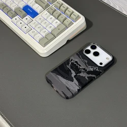 Abstract Mountains and Rivers Magnetic Phone Case - Full Ring Hard PC Back Cover with Camera Lens Protection - iPhone 15 (Black)
