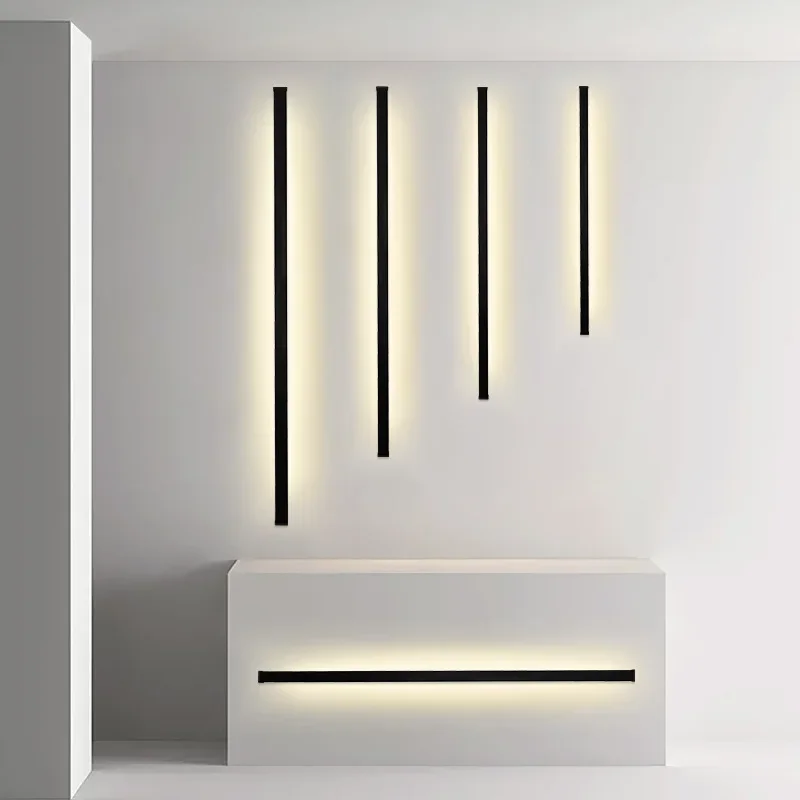 모던 블랙 골드 미니멀리즘 LED 긴 스트립 벽 조명, 식당 거실 장식 계단 코너 램프