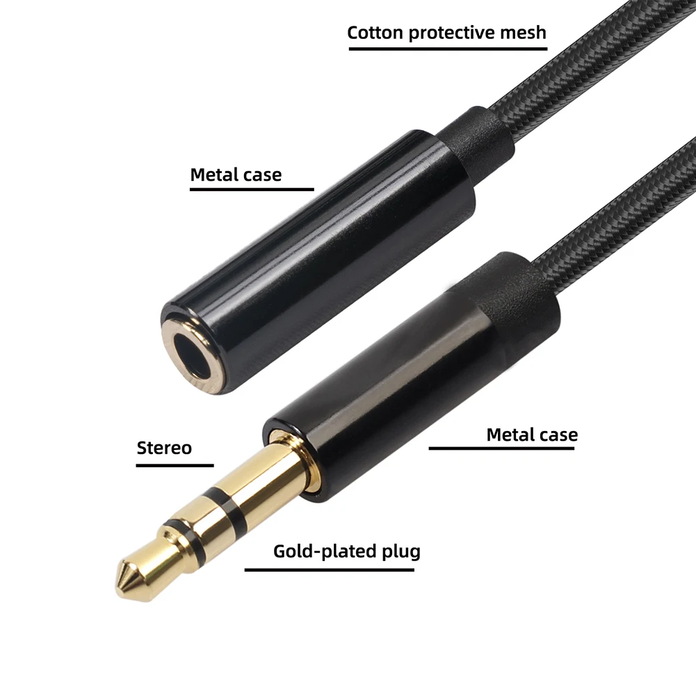 Audio Extension Cable - Male to Female Stereo Aux Cord Extender for Earphones, Computers, Cars, and Speakers
