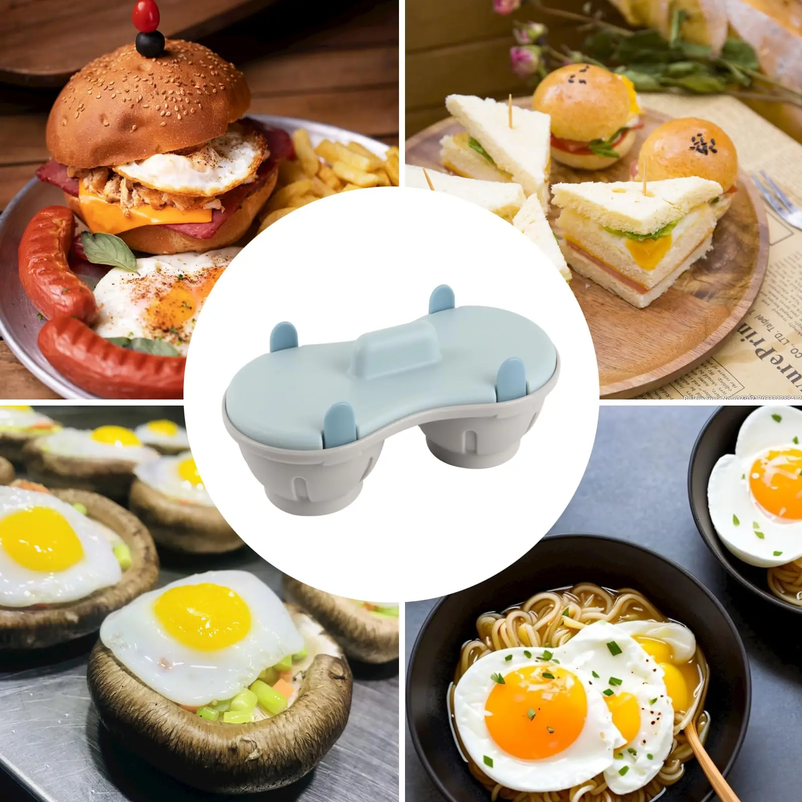 Description Picture 5 of itemMicrowavable Egg Poacher 2 Cavity Egg Cooker with Lid Double Drain Poached Egg Cup Steamer Kitchen Cooking Gadget Tools