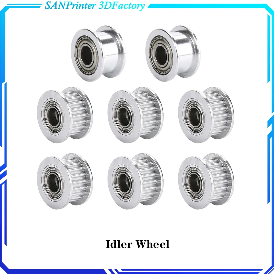 

3D Printers Parts GT2 Idler Kit Aluminium Timing Pulley 20 Tooth Wheel Bore 5mm For 2GT Gates Timing Belt 6MM 1Set