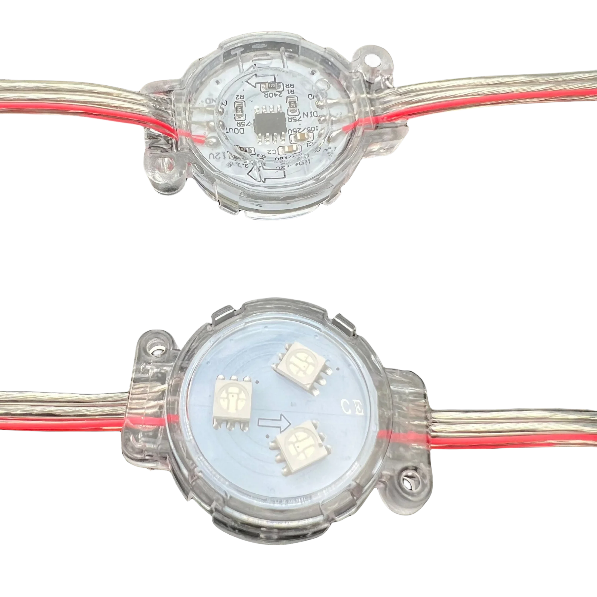 LED 주소 지정 가능 RGB 픽셀 모듈, IP68 플랫 클리어 커버 클리어 와..