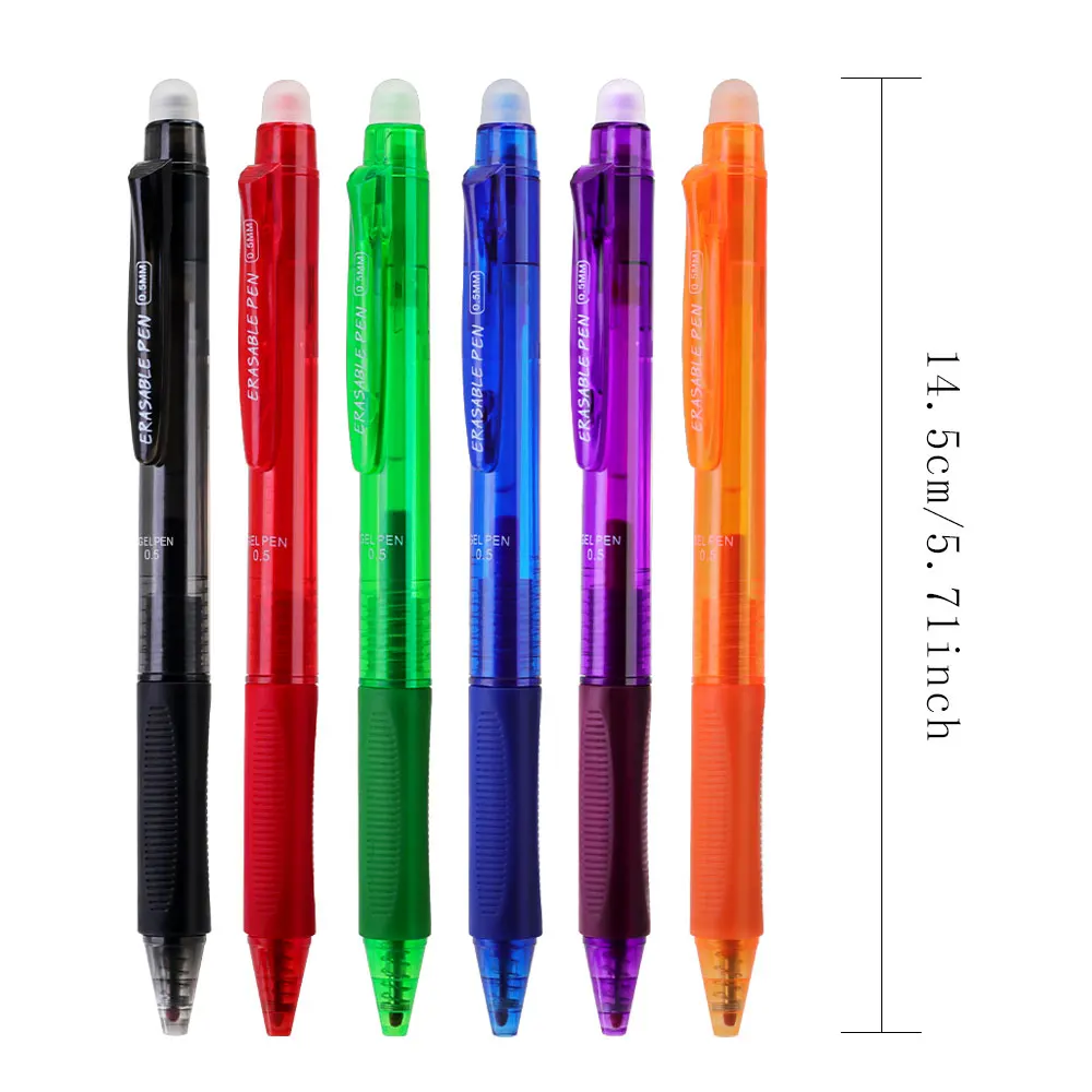 Premium 0.5mm Erasable Gel Pen Set with Built-in Top Eraser and Refill
