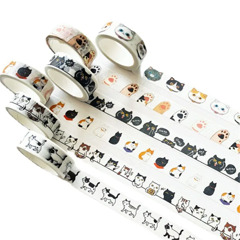 Washi Tape Cute Kawaii Cat Adhesive Paper Masking DIY Scrapbooking Stick Label