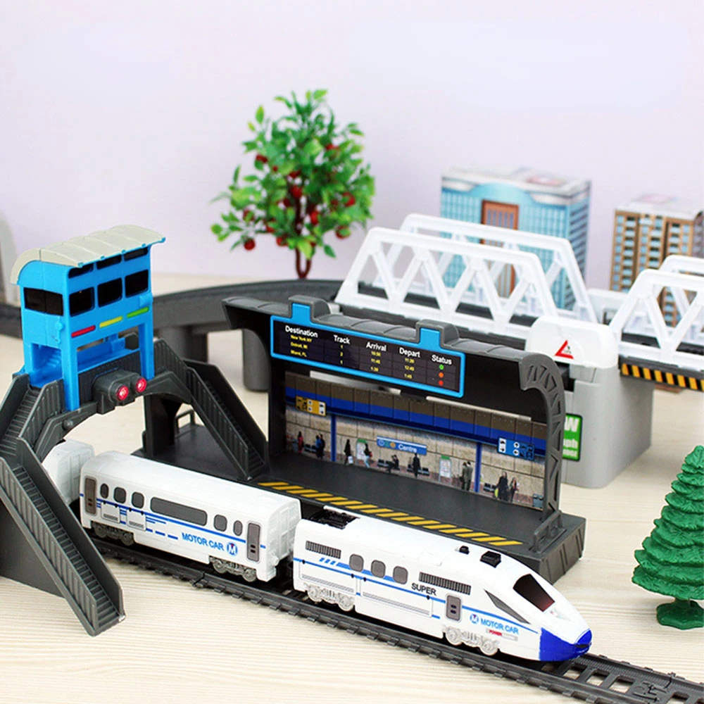 Electric High Speed Train Model Railway Track Rail Toy Car Assemble DIY Set Children Toy Boy