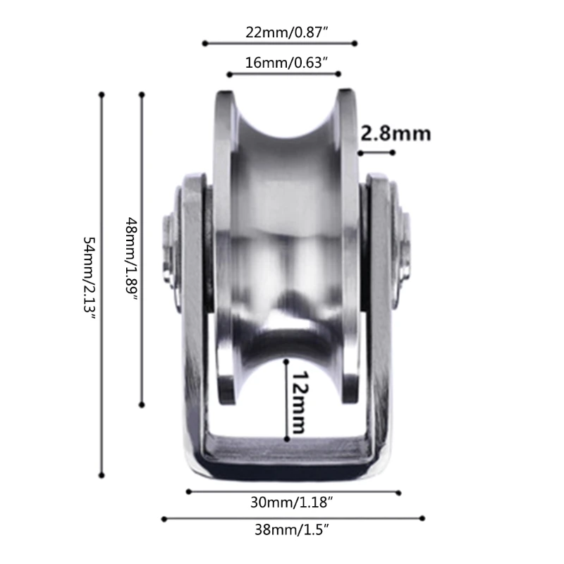 Heavy Duty Track Wheel U Groove Wheel Pulley Anti-corrosion Sliding Gate Roller Wheel 16mm Groove Width U-Shaped Roller R9UF 6