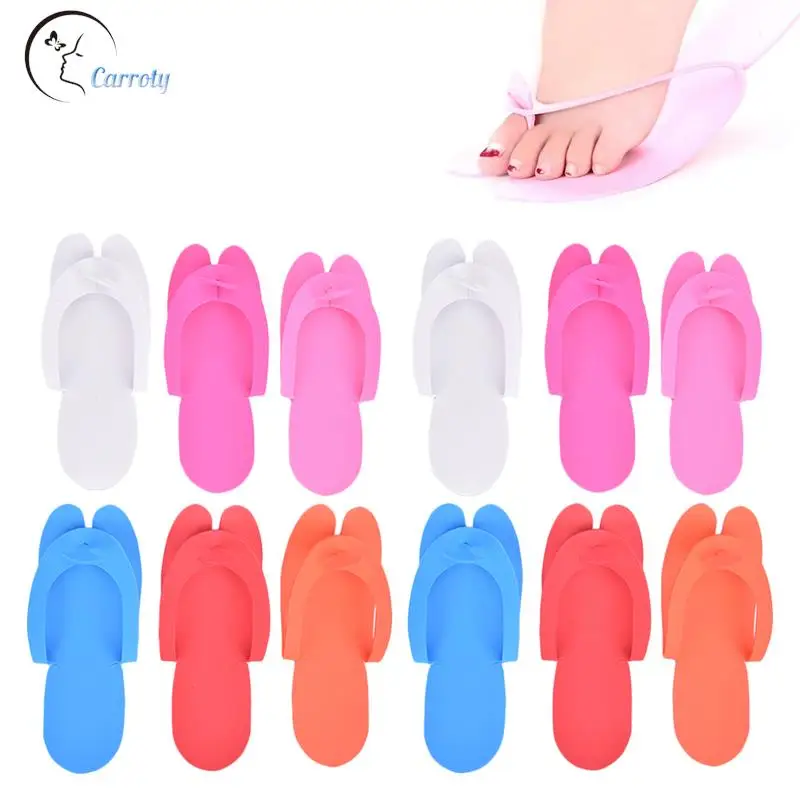 

12 Pairs Random Color Disposable Foam Slippers Pedicure Slippper For Salon Spa Pedicure Foot Flip Flop Slippers