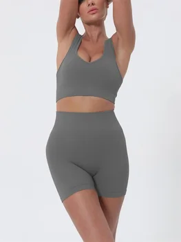 Women s Summer 2 Piece Outfits Sleeveless Crop Tops High Waisted Shorts Set Casual Activewear Beachwear 2