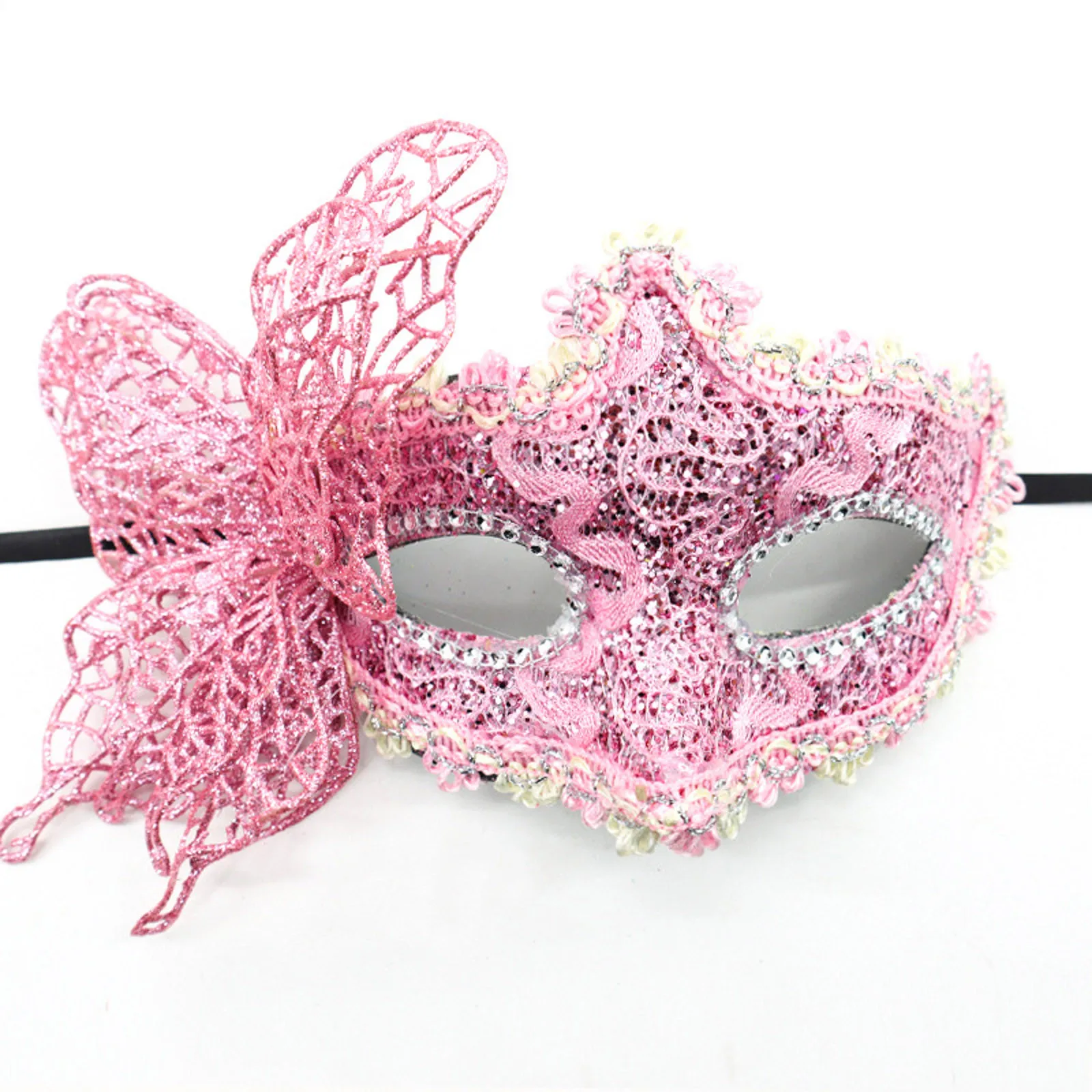 

Side Butterfly Masquerade Mask Lace Patchwork Half Face Masks Makeup Dance Painted With Gold Powder Cornered Gras Mask