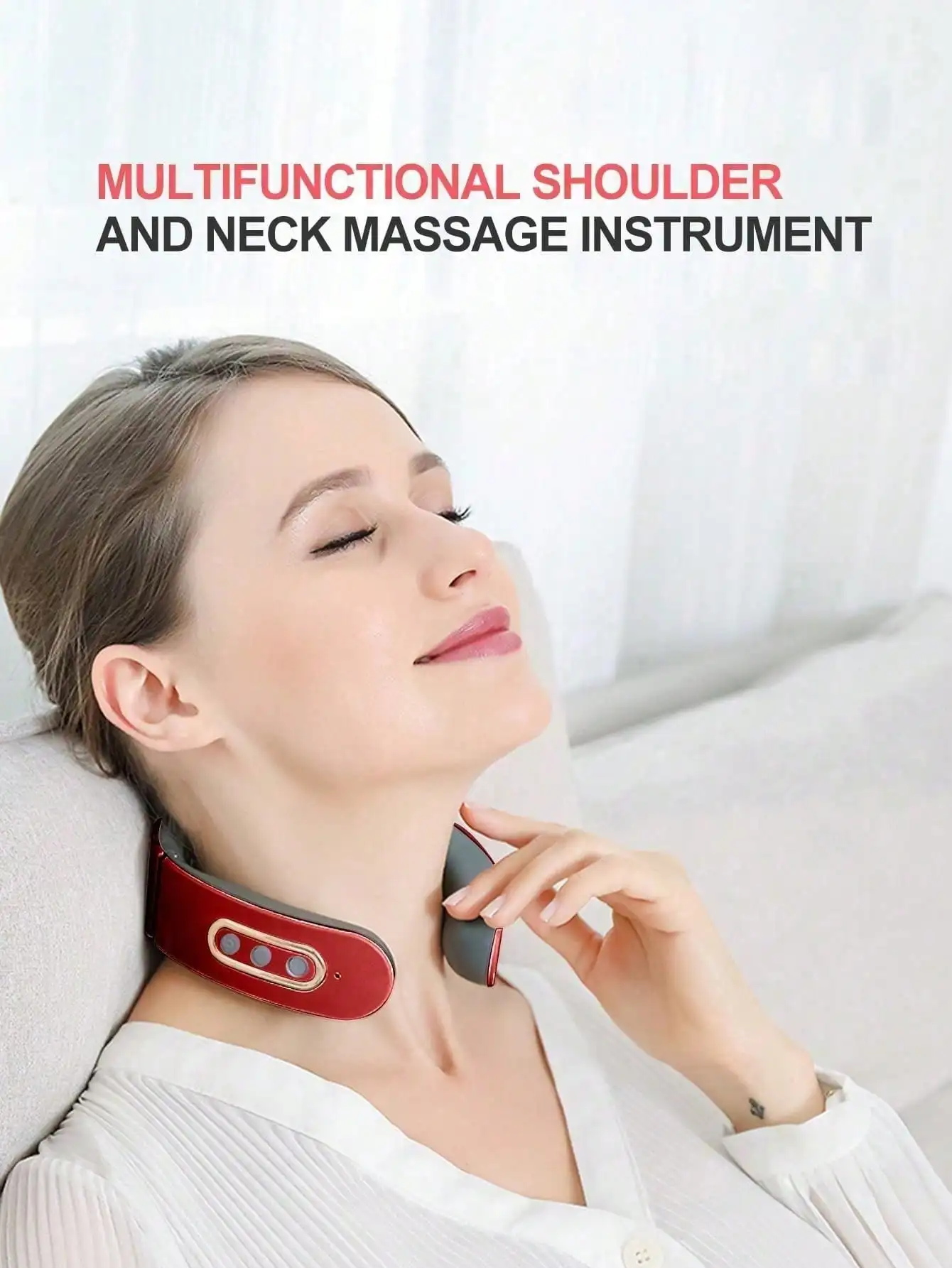 EMS Electric Cervical Spine Massager Neck Shoulder Massage Vertebra Relax Automatic Heating Physiotherapy  Relief Rechargeable 1