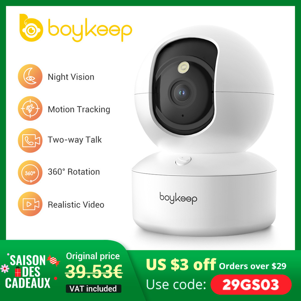 Boykeep 2K Pet Dog Camera with Phone App, 5G/2.4GHz WiFi Indoor Security Baby Camera, 360Â° Pan & Tilt, 2-Way Audio, Night Vision