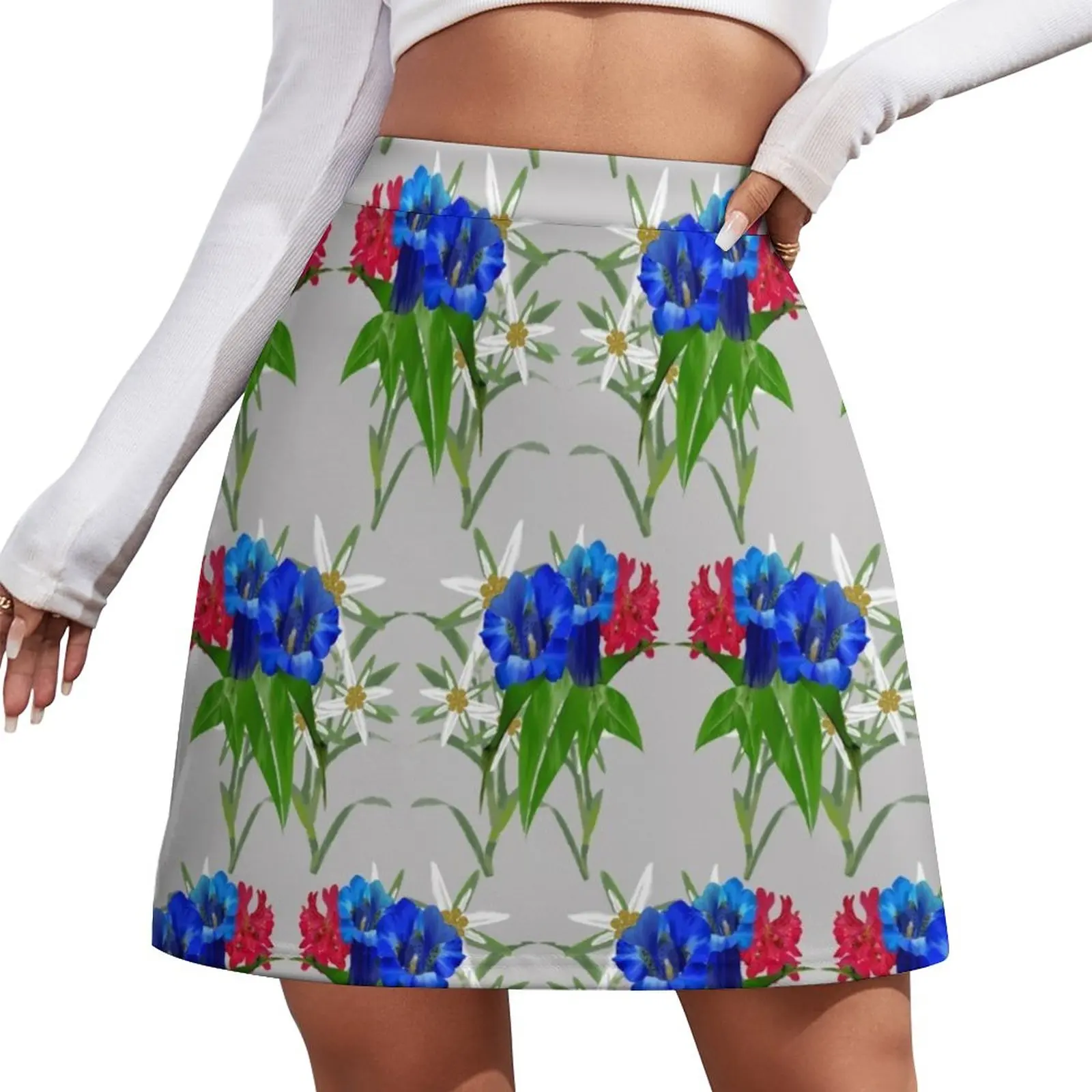 Gentian, Edelweiss, Alpenrose Mini Skirt fashion korean clothing new in external clothes summer clothes Skirt pants