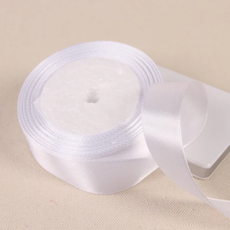 6mm 10mm 15mm 20mm 25mm 40mm 50mm White Single Face Satin Ribbons DIY Handmade Crafts Supplies Wedding Decoration Gift Wrapping