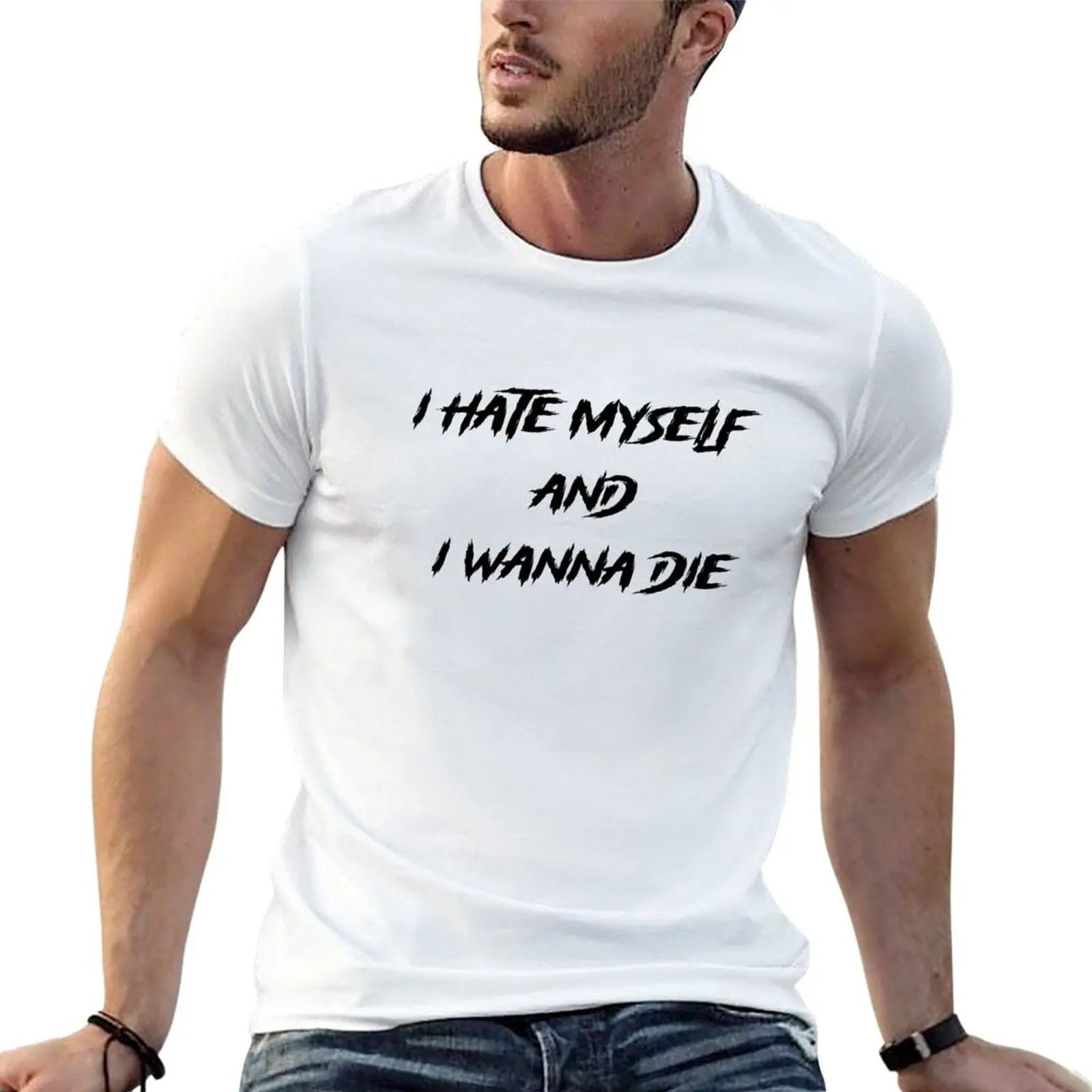 

New I Hate Myself And I Wanna Die T-Shirt black t shirts korean fashion mens graphic t-shirts