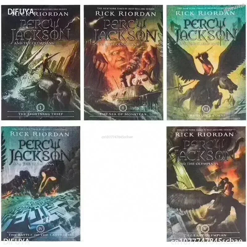 5 ספרים / מערכת פרסי ג'קסון והאולימפינים באנגלית ספרים מקוריים לילדים סט ספרי תמונות באנגלית DIFUYABOOKS