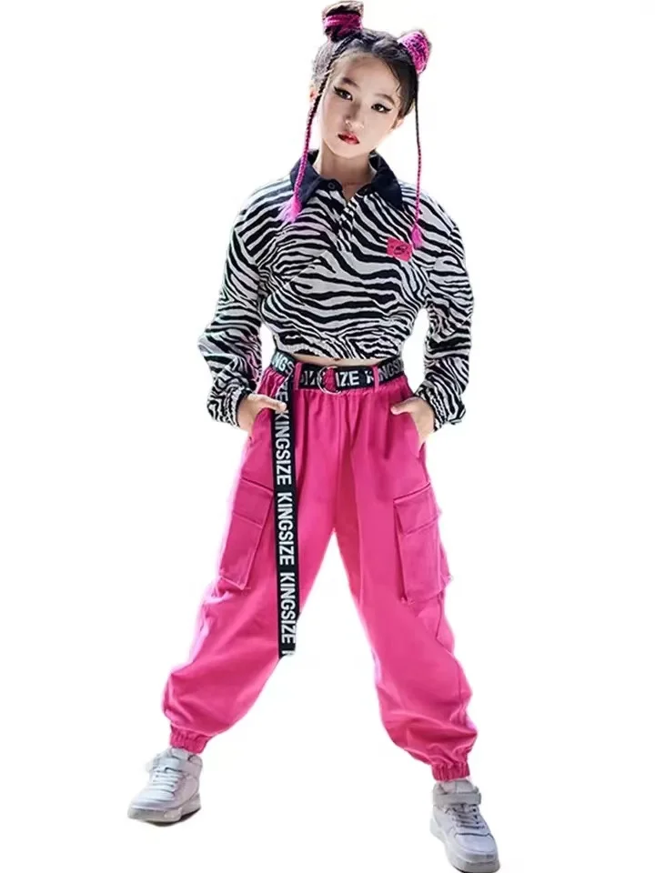 Zebra Pattern Long-Sleeved Loose Pants Suit Children'S Hip-Hop