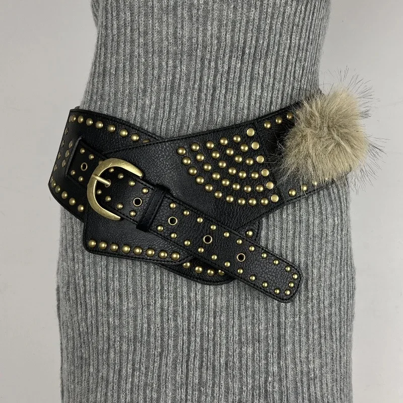 105CM black bronze Rivet Belt