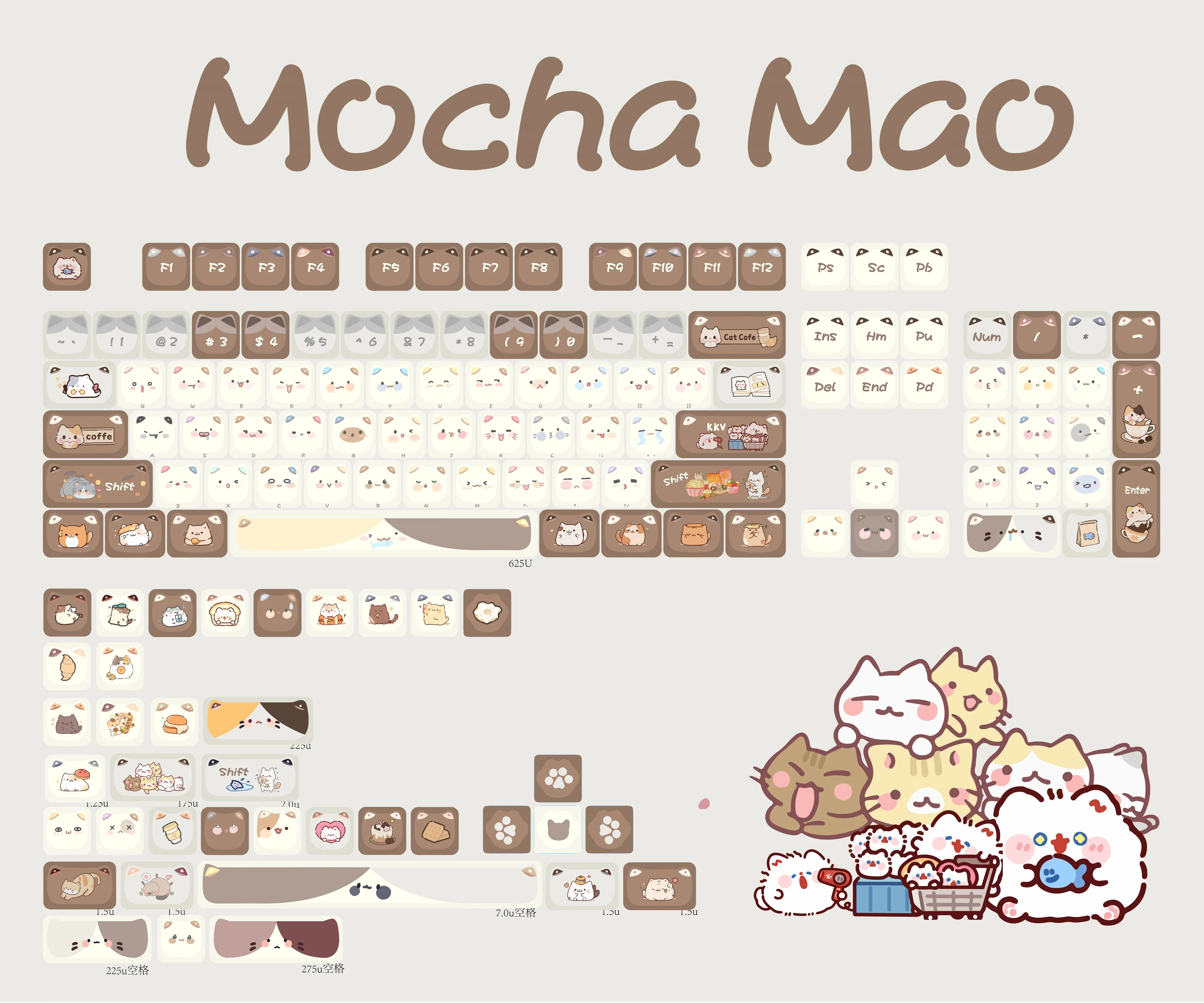 Teclado Mecânico Bonito Keycaps Cat Head Mao Perfil Pbt Key Cap Dye Sublimation mx Acessórios - Imagem 4