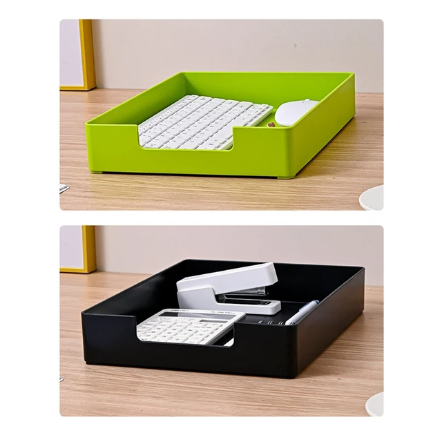 SANRUI Paper Organizer for Desk,Acrylic Stackable Letter Tray, Clear Paper Tray, Desk Tray Organizer Paper Sorter for Office,Home or School,2-Pack