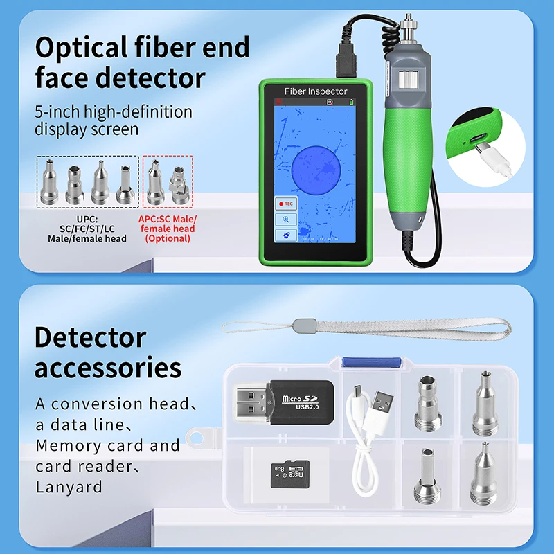L-600 Fiber Optic Video Inspection Probe Microscope End Face Detector Fiber Clea