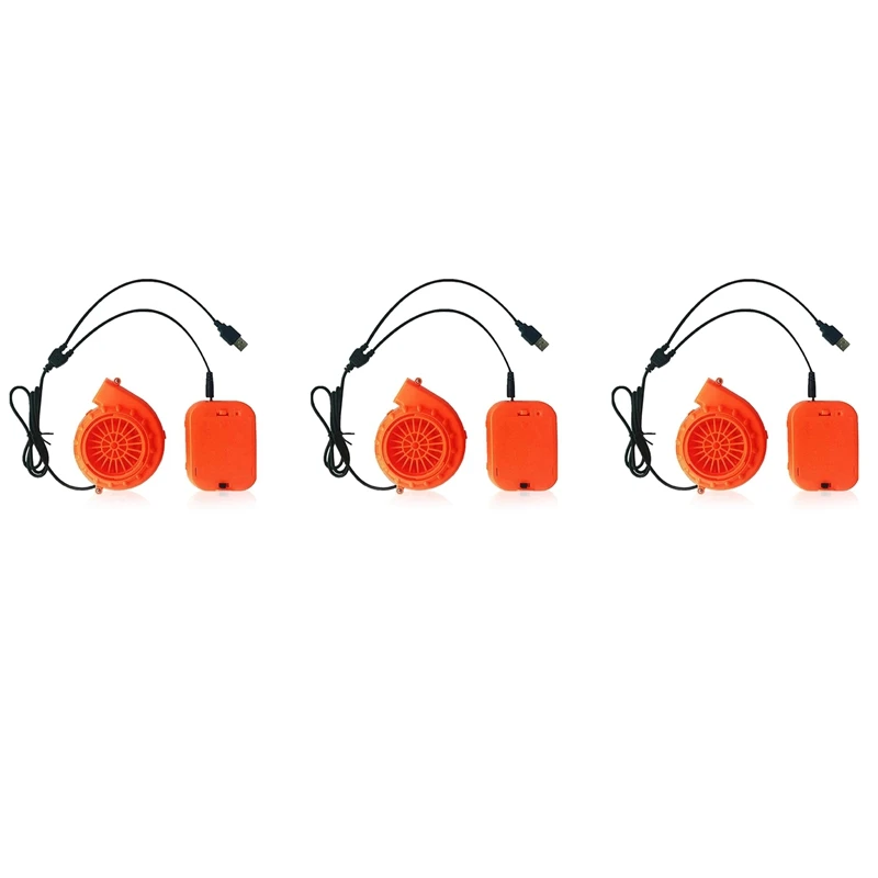 

3X Mini Blower Fan For Dinosaur Costume Or Mascot Head Or Other Inflatable Game Costume Set, Orange